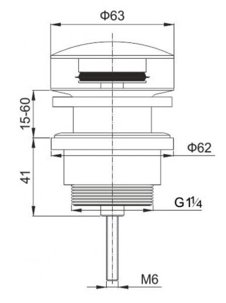 Lavabo Luna RS universal pop-up bundventil - Rustfrit stål