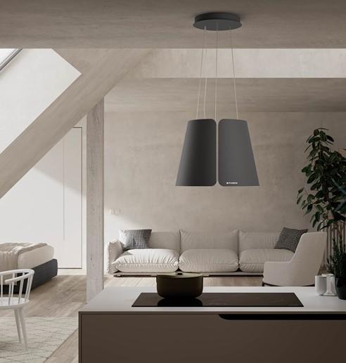 Eico Beat DG Matt frithængende wirehængt emhætte - Grå mat Eico Beat DG Matt frithængende wirehængt emhætte - Grå mat