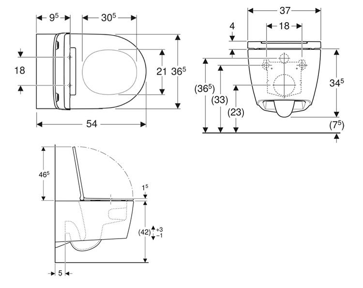 Geberit ONE væghængt toilet inkl. sæde, TurboFlush og KeraTect - Hvid
