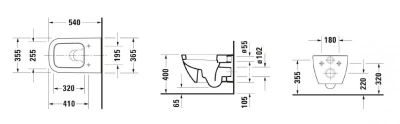 Duravit Happy D.2 54 væghængt toilet m/Durafix Duravit Happy D.2 54 væghængt toilet m/Durafix