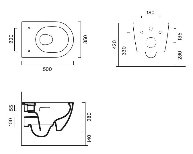 Catalano Sfera 50 væghængt toilet m/Silentech og CataGlaze+