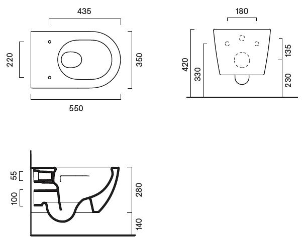 Catalano Sfera 55 rimless væghængt toilet m/Silentech - Mat sort