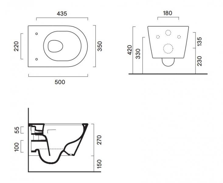 Catalano Zero 50 væghængt toilet m/Silentech, skjult montering og CataGlaze+