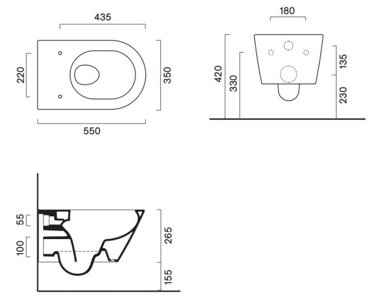 Catalano Zero 55 væghængt toilet m/Silentech, skjult montering og CataGlaze+