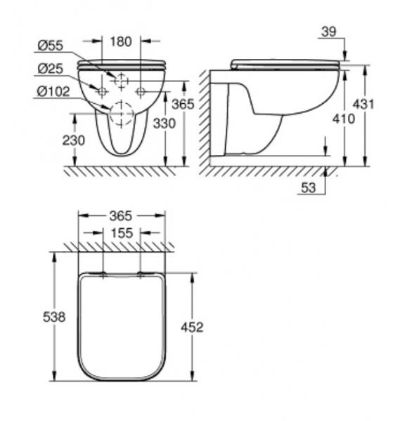 Grohe Start Edge rimless v&aelig;gh&aelig;ngt toilet m/soft close s&aelig;de