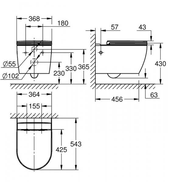 Grohe Start Round Ceramic v&aelig;gh&aelig;ngt toilet inkl s&aelig;de m/SoftClose og QuickRelease