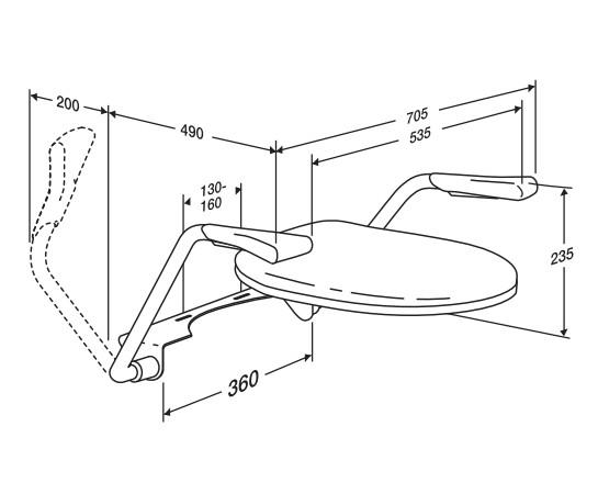 Pressalit TMA 1 armstøtte inkl. sæde til montering på toilet