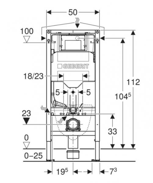 Geberit Duofix element t/væghængt toilet m/Sigma indbygningscisterne 112 cm