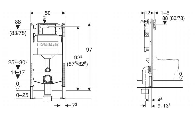 Geberit Duofix Bambini element til gulvstående toilet til børn og småbørn 97 cm