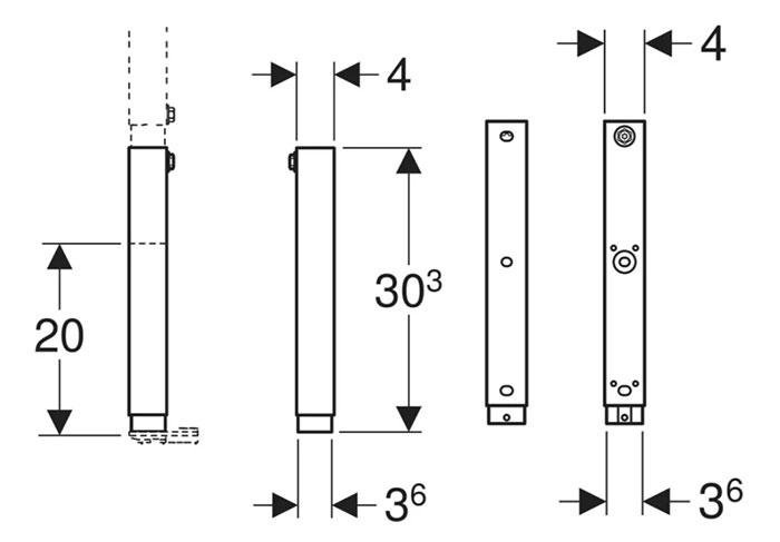Geberit Duofix fodforlængelser - Sæt - Længde 20 cm