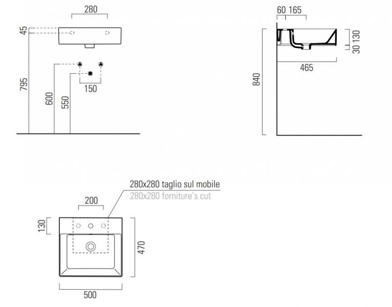 GSI Kube X 50 håndvask t/væg - ExtraGlaze GSI Kube X 50 håndvask t/væg - ExtraGlaze