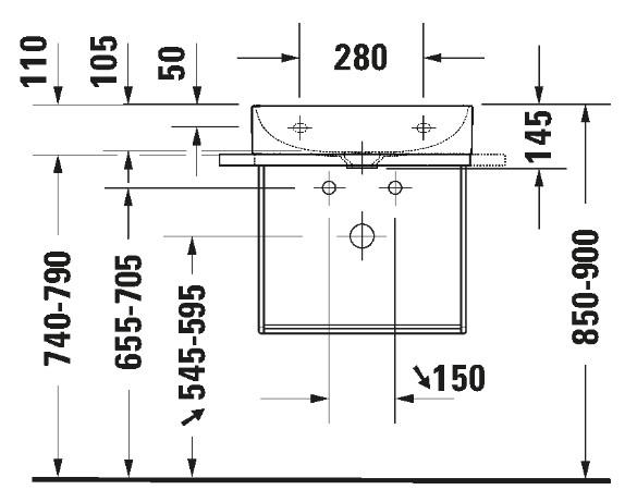 Duravit DuraSquare 50 stativ til håndvask - Væghængt - Krom Duravit DuraSquare 50 stativ til håndvask - Væghængt - Krom