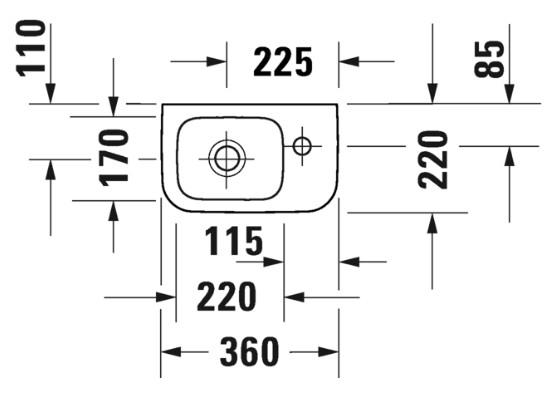 Duravit No.1 håndvask t/væg - Højre - Uden overløb Duravit No.1 håndvask t/væg - Højre - Uden overløb