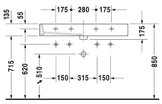 Duravit Vero 100 håndvask t/væg eller møbel - 2 hanehuller Duravit Vero 100 håndvask t/væg eller møbel - 2 hanehuller