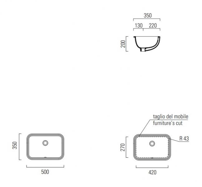 GSI Classic 50 håndvask t/underlimning - Med overløb - ExtraGlaze GSI Classic 50 håndvask t/underlimning - Med overløb - ExtraGlaze