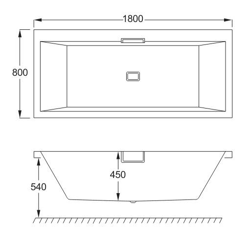Strømberg Celsius badekar t/indbygning - 180 x 80 - 2 ryglæn - m/Carronite Strømberg Celsius badekar t/indbygning - 180 x 80 - 2 ryglæn - m/Carronite