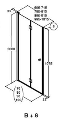 Dansani Match B81 foldedør - Klar glas/matkrom Dansani Match B81 foldedør - Klar glas/matkrom