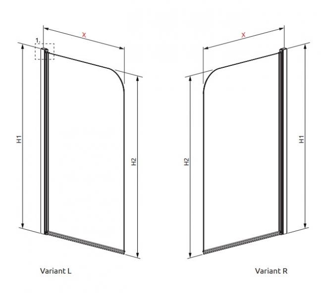 Strømberg Savona 70 badekarsvæg m. svingfunktion - 1520x750 mm