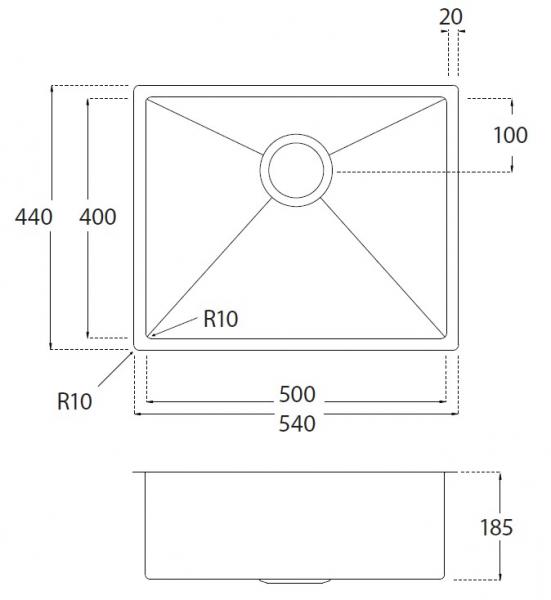 Lavabo Kubus 500 Soft køkkenvask - Dark bronze