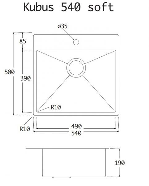 Lavabo Kubus 540 Soft køkkenvask - Kobber