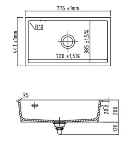 Lavabo Mera 80 U porcelænskøkkenvask m/krom afløb - Hvid Lavabo Mera 80 U porcelænskøkkenvask m/krom afløb - Hvid