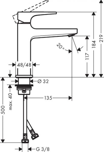 Hansgrohe Metropol 110 håndvaskarmatur m/bøjlegreb - Push open bundventil Krom Hansgrohe Metropol 110 håndvaskarmatur m/bøjlegreb - Push open bundventil Krom