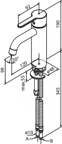 Damixa Silhouet M h&aring;ndvaskbatteri u/bundventil - Krom