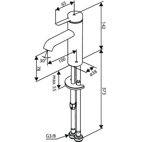 Damixa Iris S håndvaskarmatur u/bundventil m/koldstart - Børstet messing Damixa Iris S håndvaskarmatur u/bundventil m/koldstart - Børstet messing