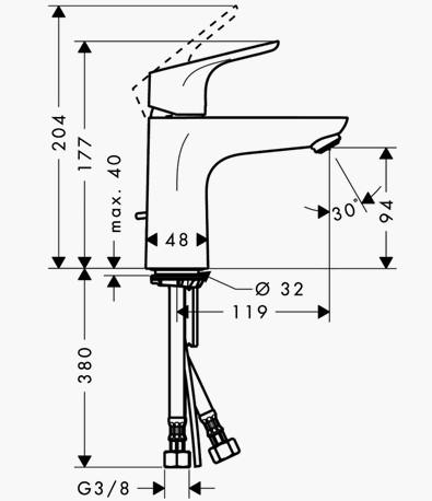 hansgrohe Focus 100 håndvaskarmatur m/løft-op bundventil