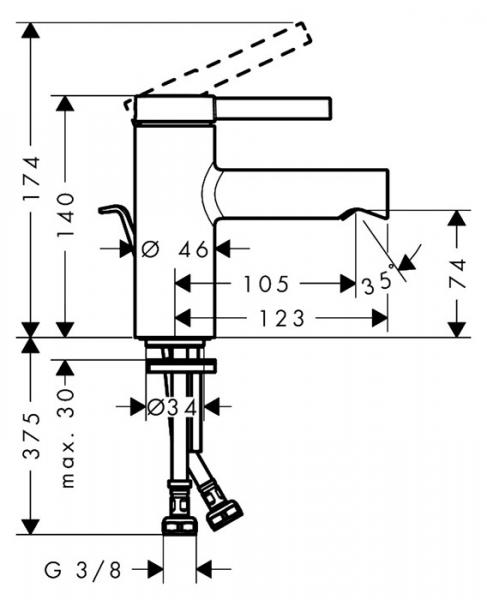 hansgrohe Zesis S håndvaskarmatur 70 CoolStart m/løft-op bundventil - Krom