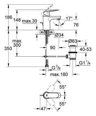 Grohe Eurosmart Cosmopolitan håndvaskarmatur m/bundventil og Ecojoy Grohe Eurosmart Cosmopolitan håndvaskarmatur m/bundventil og Ecojoy