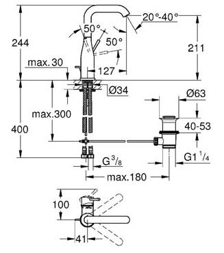 Grohe Essence New L håndvaskarmatur m/bundventil og svingtud - Krom Grohe Essence New L håndvaskarmatur m/bundventil og svingtud - Krom