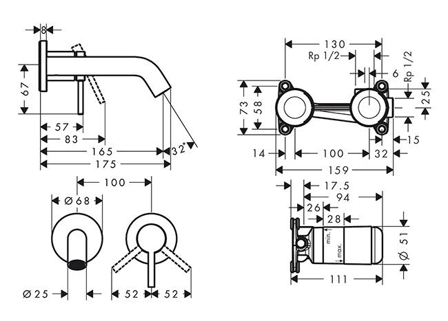 hansgrohe Tecturis S komplet håndvaskarmatur til indbygning m/EcoSmart+ - 165 - Krom hansgrohe Tecturis S komplet håndvaskarmatur til indbygning m/EcoSmart+ - 165 - Krom