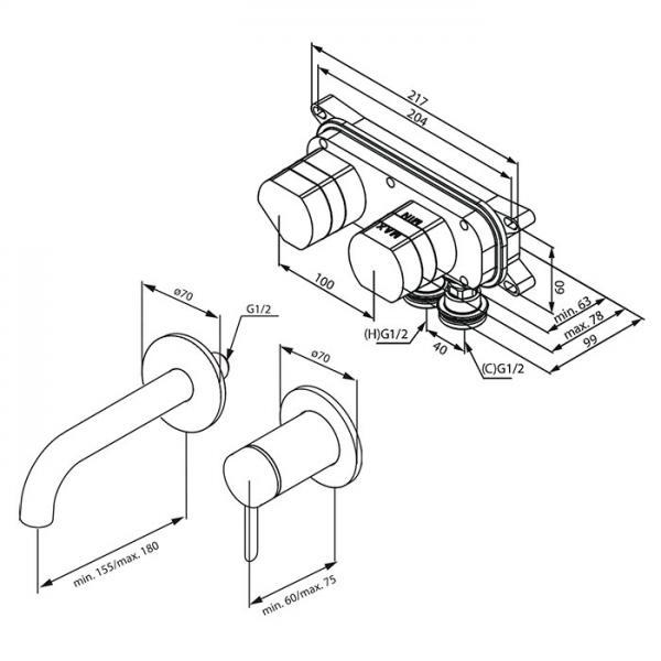 Damixa Iris komplet håndvaskarmatur til indbygning - Mat sort Damixa Iris komplet håndvaskarmatur til indbygning - Mat sort