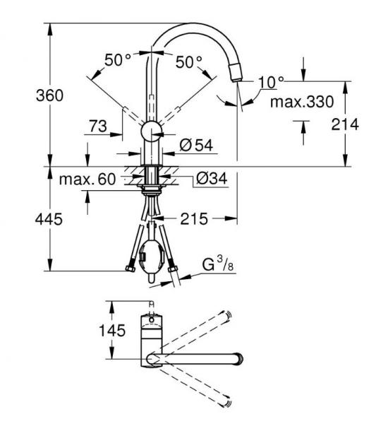 Grohe Minta køkkenarmatur m/udtræk - Supersteel