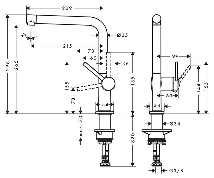 hansgrohe Talis M54 køkkenarmatur m/L-tud - Mat sort