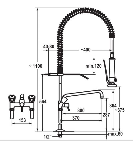 KWC storkøkkenarmatur med svingtud og forbruser KWC storkøkkenarmatur med svingtud og forbruser