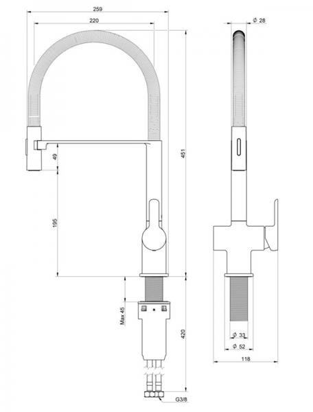 Gustavsberg Estetic Semi-prof køkkenarmatur m/udtræk og koldstart - Krom