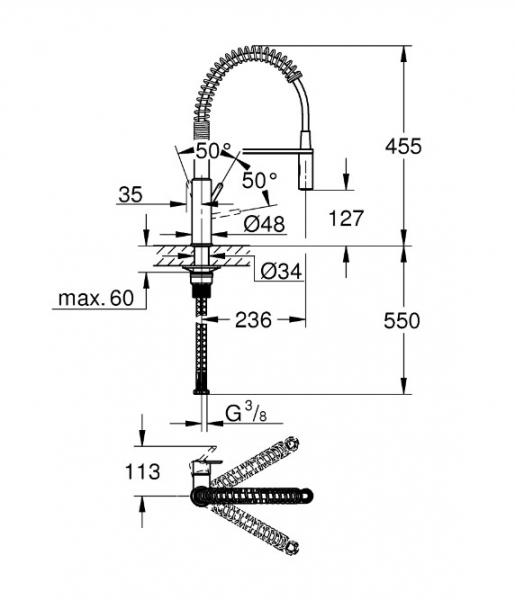 Grohe Get køkkenarmatur m/C-tud og svingtud Grohe Get køkkenarmatur m/C-tud og svingtud