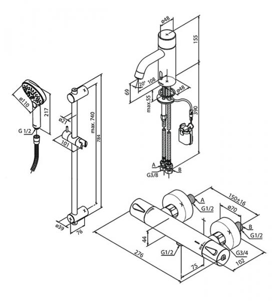 Damixa Silhouet Touchless komplet pakke til badeværelset - Børstet grafitgrå Damixa Silhouet Touchless komplet pakke til badeværelset - Børstet grafitgrå