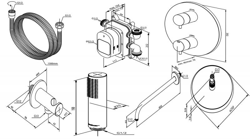 Damixa Silhouet komplet brusesystem til indbygning - Krom Damixa Silhouet komplet brusesystem til indbygning - Krom
