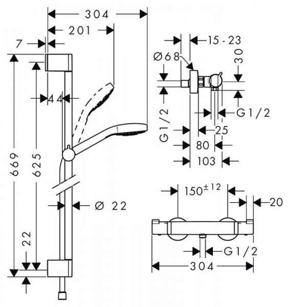 Hansgrohe Croma Select S brusesæt m/Ecostat Comfort termostat