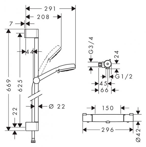 hansgrohe Crometta Vario brusesæt m/Ecostat termostat