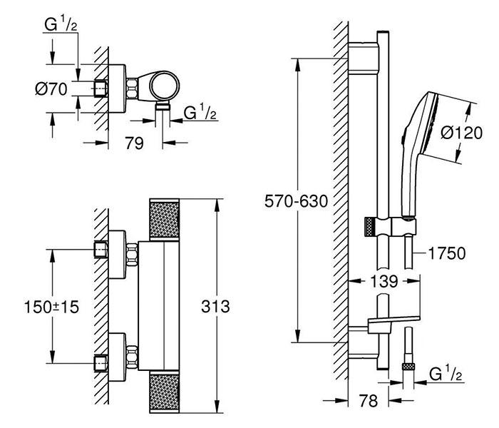 Grohe Precision komplet brusesystem m/Joy+ håndbruser - Krom Grohe Precision komplet brusesystem m/Joy+ håndbruser - Krom