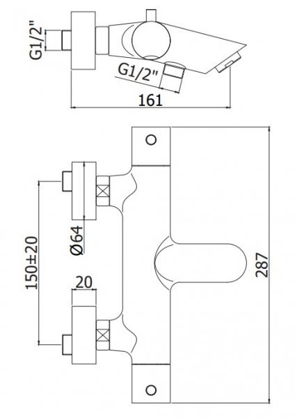 Lavabo Argo badekararmatur m/vandsparer - Krom Lavabo Argo badekararmatur m/vandsparer - Krom