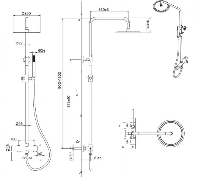 Lavabo Argo & Mira RS komplet pakke til badeværelset - Rustfrit stål