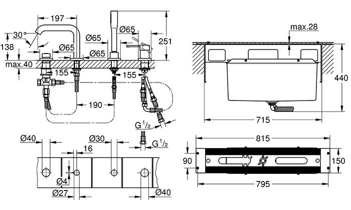 Grohe Essence komplet badekararmatur t/karkant - Børstet Warm Sunset Grohe Essence komplet badekararmatur t/karkant - Børstet Warm Sunset