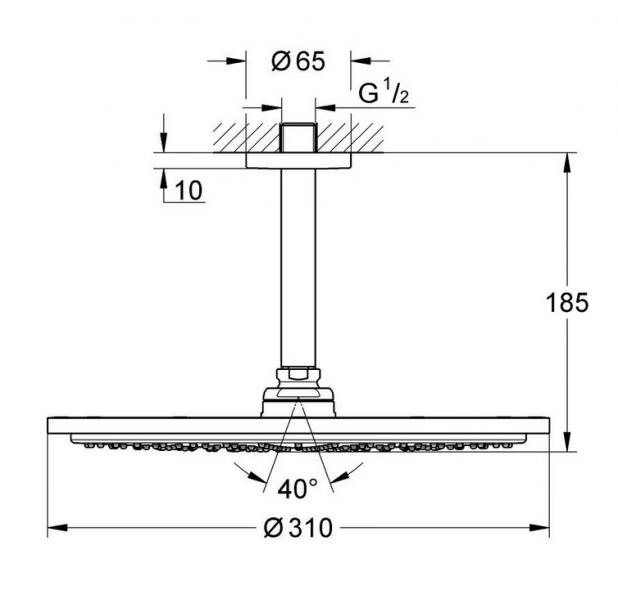 Grohe Rainshower Cosmopolitan 310 hovedbruser t/loft 1 spray - Mat sort