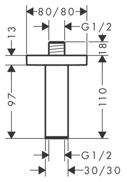 hansgrohe loftbefæstigelse E 10 cm 1/2" - Krom