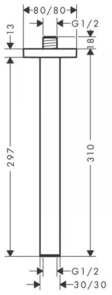 hansgrohe loftbefæstigelse E 30 cm 1/2" - Krom